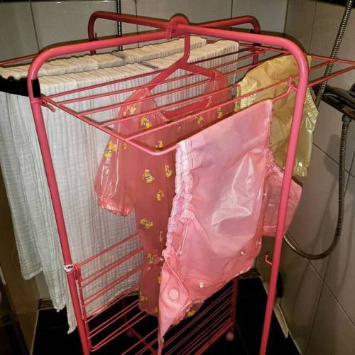 emma-abdl: Diapers and PVC pants on my washing rack#abdl #abdlgirls #diapergirls #littlespace #pvc #