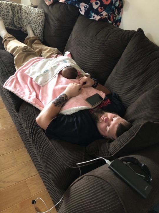 So I guess I was tired today after my haircut, tattoo appt, and ride along training in the cab… passed out with the baby at my friends house and they snapped a pic (the last one obviously lol) 