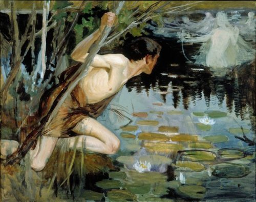 Youth and a Mermaid, sketch, Albert Edelfelt, 19??, Finnish National Gallery