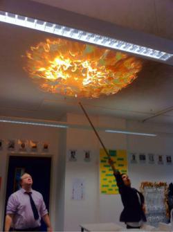 harbinger-of-reconstruction:  stunningpicture:  &ldquo;How was school today?&rdquo; &ldquo;Pretty cool, we learned how to summon a demon in chemistry today.&rdquo;  Incendio