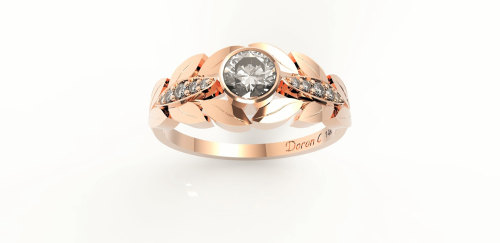 Engagement ring 14k gold &amp; diamond engagement ring, Leaves engagement ring, statment ring, A