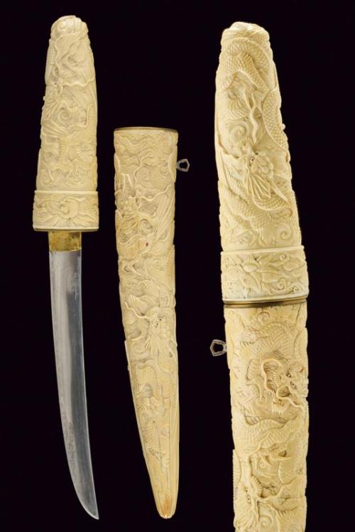 Carved ivory Japanese tanto, early 20th century.from Czerny’s International Auction House