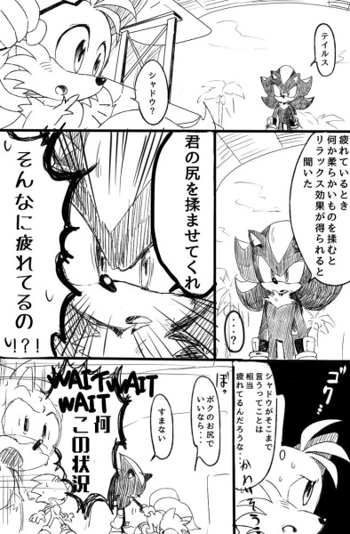 misterkanzaki:misterkanzaki:shadow”Tails“tails”shadow？“shadow“When you are tired, you can relax if you give it something soft”shadow”let me touch“tails“You are too tired！？“tails“He is strange.  It ’s too tired…”tails“If