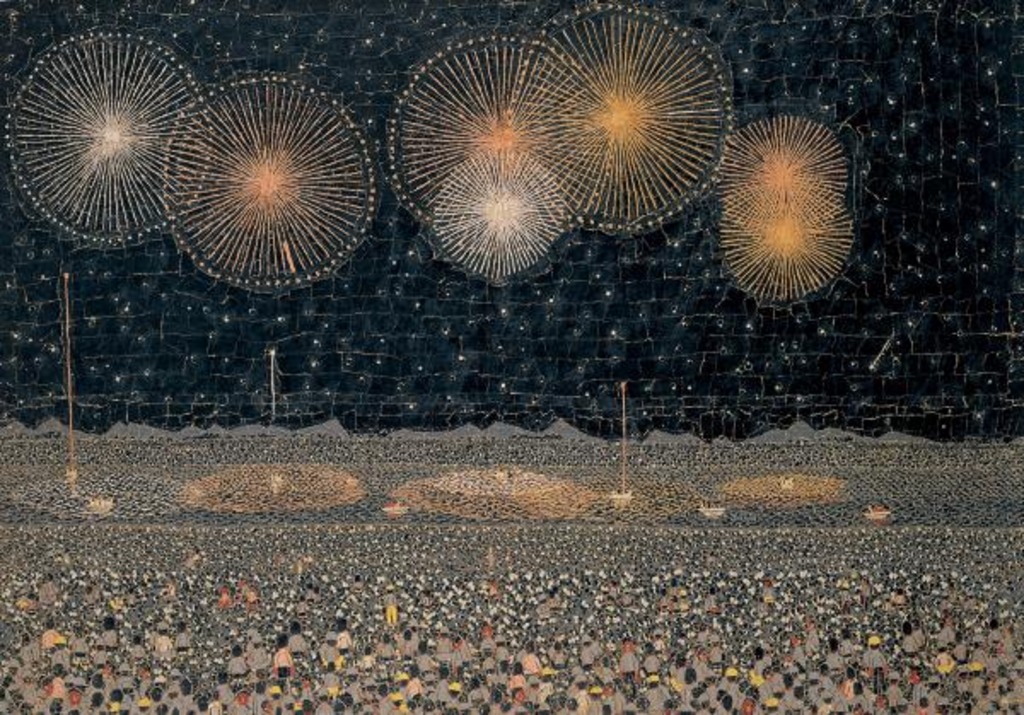 huariqueje:
“  Nagaoka Fireworks - Kiyoshi Yamashita 1950
Japanese 1922-1971
”