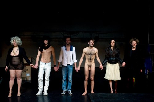 hairyexhibb:  Robin Causse naked onstage in “Hamlet” at the Theatre de Vanves in Paris. 