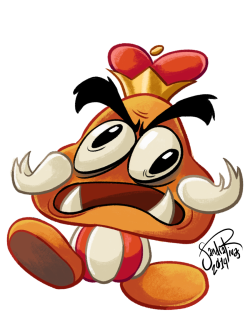 sandrarivasart:  Part of a Paper Mario collaboration! I got the Goomba King! 