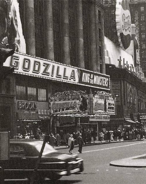 raffleupagus:Godzilla, King of the Monsters marquee in NYC, 1956