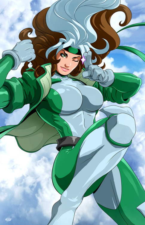 Rogue from Marvel’s X-Men. A 90′s style take along with an alternate colored version bas