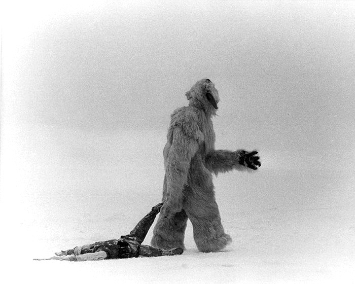 gameraboy:  Des Webb in the wampa costume filming The Empire Strikes Back in Finse,
