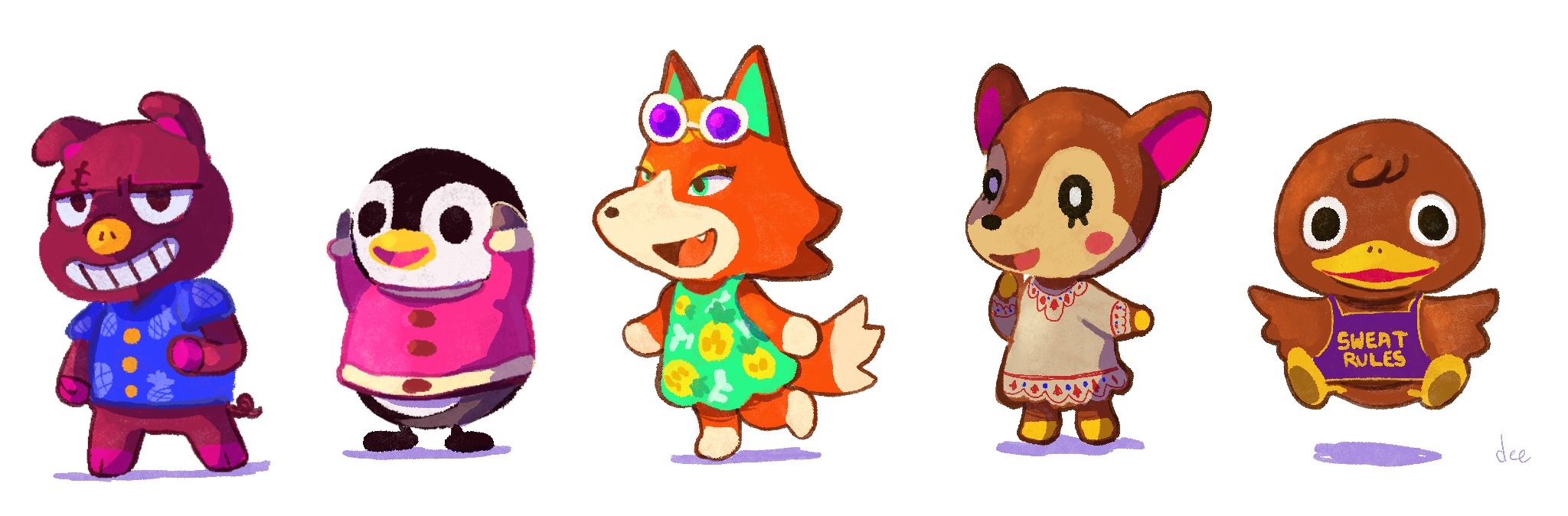 krakenfinsoup — doodled some of the animals on my acnh island
