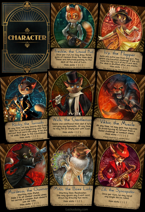 lackadaisycats:Playable characters for the upcoming card game!Can’t wait to make it available 