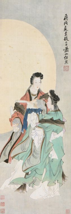 Two women by Ren Xiong, 1850 