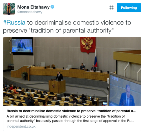 thisiseverydayracism:micdotcom:Russian lawmakers vote to decriminalize domestic violenceA bill to de