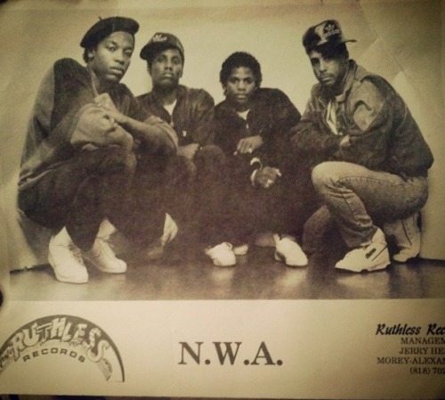 One of Nwa’s earliest photoshoots.  Don’t know where Cube was for this photo op. Probably in school 