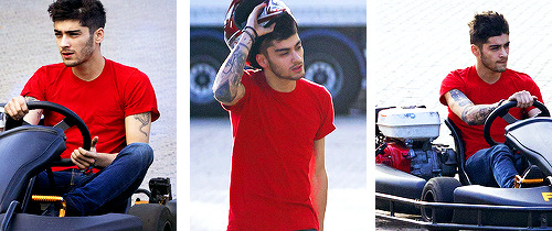 sstyles:  Zayn riding a Go-kart today x 