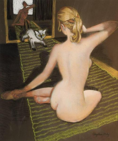 youcannottakeitwithyou:Roger Chapelain Midy (French, 1904 - 1992)Nude with Cat