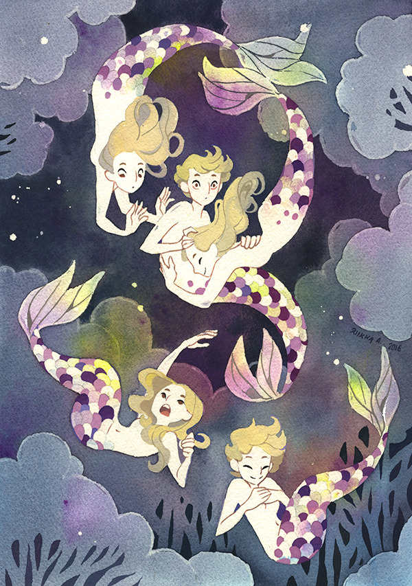 tir-ri: Illustration I made in 2016. This was a request from my patrons, falling