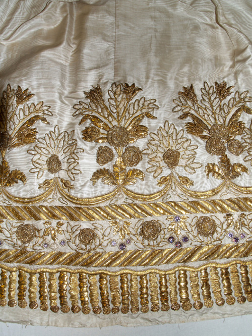 Gold Embroidered Evening Dress and Court Train, ca. 1810-25via KSUM