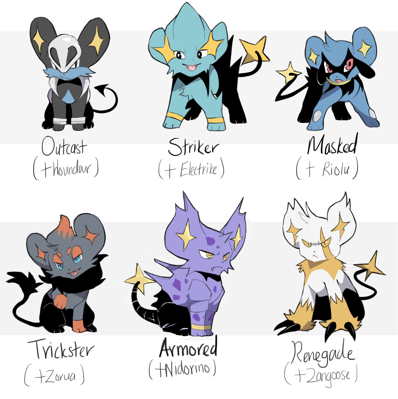 kaziearts:  My attempt on the pokemon subspecies that was going around! Tried my