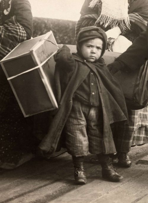 An Italian child arriving at Ellis Island,