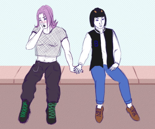 Bruabba day 1Goth/ Jock AU, they’re hanging out after class and Bruno likes to make Abba flustered