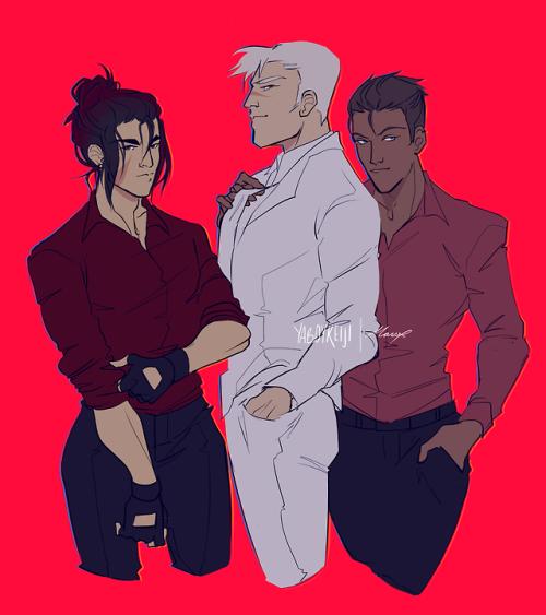 yaboykeiji:Right Hand Man (x2) (okay so maybe I just wanted to draw Shiro in an all white suit becau