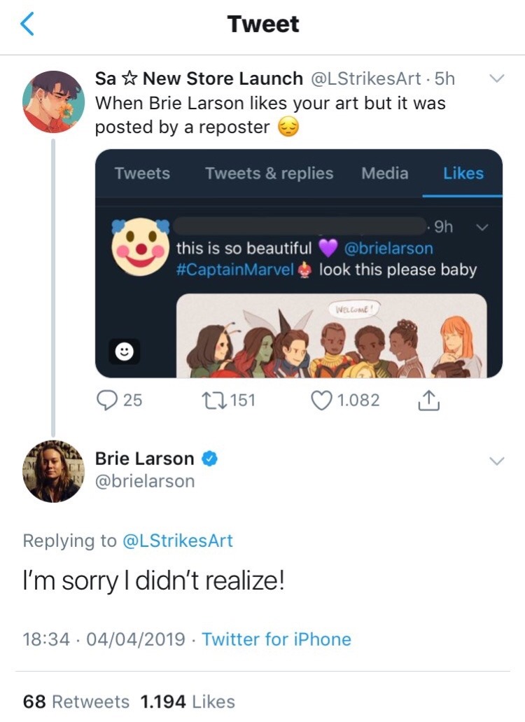 caroldanversenthusiast: brie liked fan art that was posted without credit to the original artist and then immediately apologized to the artist and retweeted multiple drawings they had done (@lightningstrikes-art  is their tumblr check em out :)) you bet