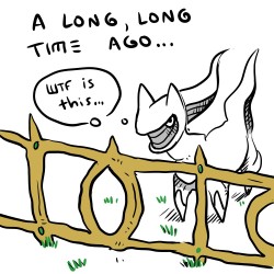 chekhovandowl:this stupid comic is the result of me talking to a coworker (who doesn’t know pokemon) about arceus. in his words “it looks like a deer that got stuck in a fence”