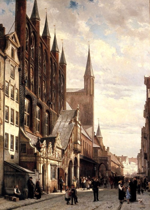 Cornelis Springer: The Town Hall of Lübeck, 1885.