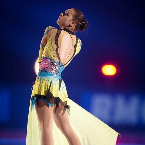 Gold Medalist Adelina Sotnikova of Mother Russia performed Rhythmic Gymnastics on ice at the Figure 