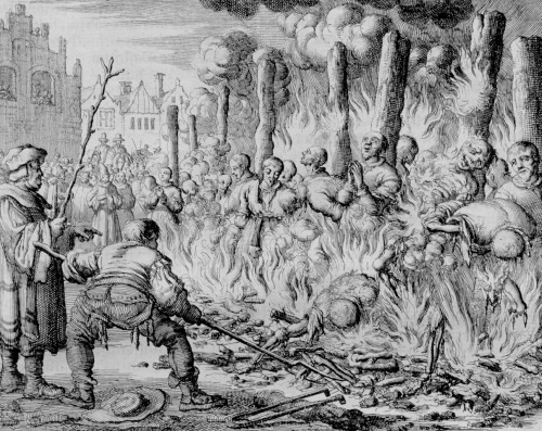 Jan Luiken, Burning of 18 Anabaptists for their beliefs, Salzburg, 1528