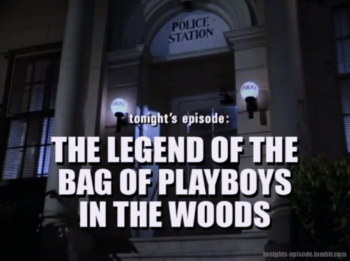 tonights-episode: tonight’s episode: THE LEGENDS OF THE BAG OF PLAYBOYS IN THE WOODS