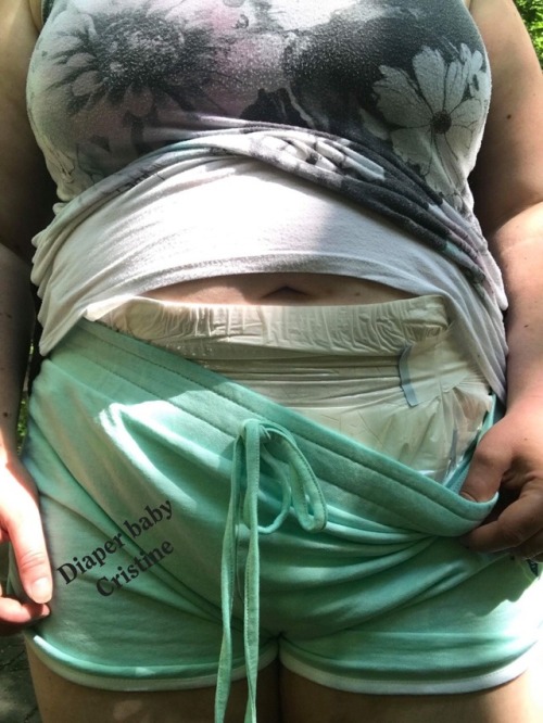 diaperbabycristine: Wore my new shorts on a walk on the trail.