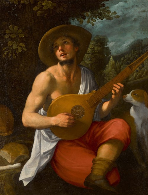 hadrian6:A Shepherd Playing the Cetera. 17th.century. Astolfo Petrazzi. Italian 1580-1653. oil/canvas. Sotheby’s April 2021.  http://hadrian6.tumblr.com