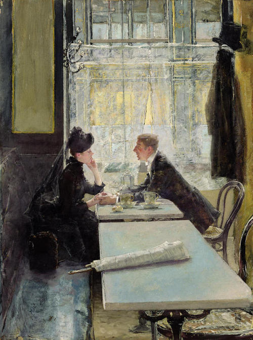 quietcorner: Gotthardt Kuehl (Germany, 1850 -1915): Amoureux au café