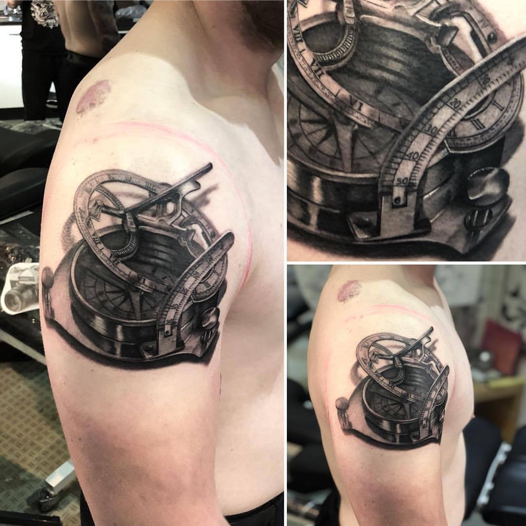 Mechanical Compass Tattoo by Remis Tattoo