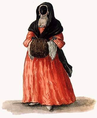 sartorialadventure:Venetian masks: The Moretta mask.Moretta means “dark”. Also called the Muta, this