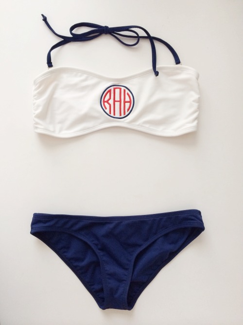 RahRah Red, White & Blue Monogrammed Swimsuit