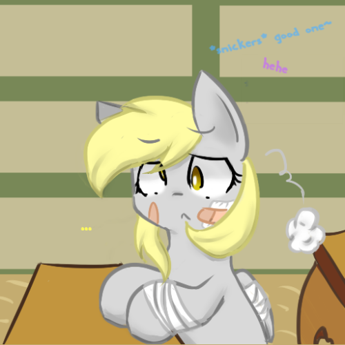 Aww, poor lil Derpy! ;w;  …that cute lil sleepin’ Doccy tho~ xp