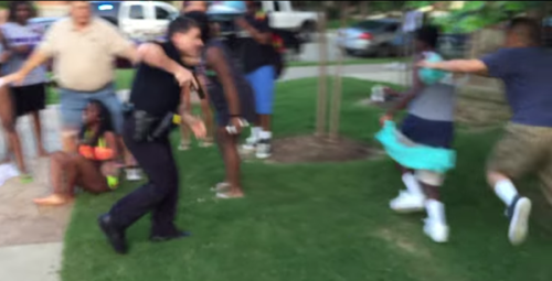 justice4mikebrown:  June 7Eric Casebolt is the McKinney officer who is seen in this video throwing a black teenage girl to the ground, shoving her face into the ground, sitting on her, and pulling a gun on two black teenage boys who came to her aid.Police