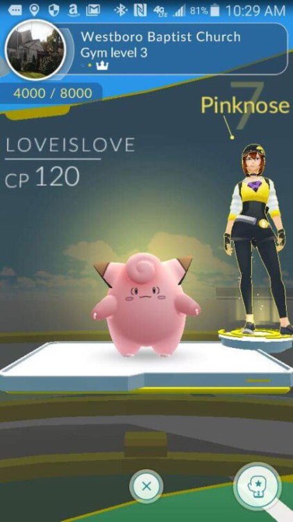 micdotcom:The Westboro Baptist Church is a Pokémon gym — so players claimed it with Clefairy named “