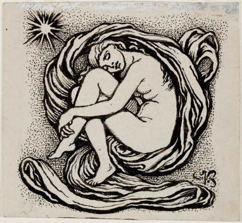 thatsbutterbaby:Elihu Vedder (American, 1836–1923),Sleeping Nude Woman with Drapery, 1895.&nbs