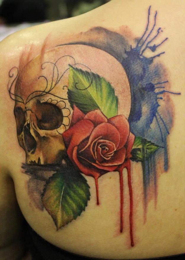 skindeeptales:  Watercolor Tattoos by Ondrash - Victor Octaviano - Russell Van Schaick