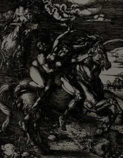 abinferis:  Albrecht Dürer Abduction of Proserpine on a Unicorn 