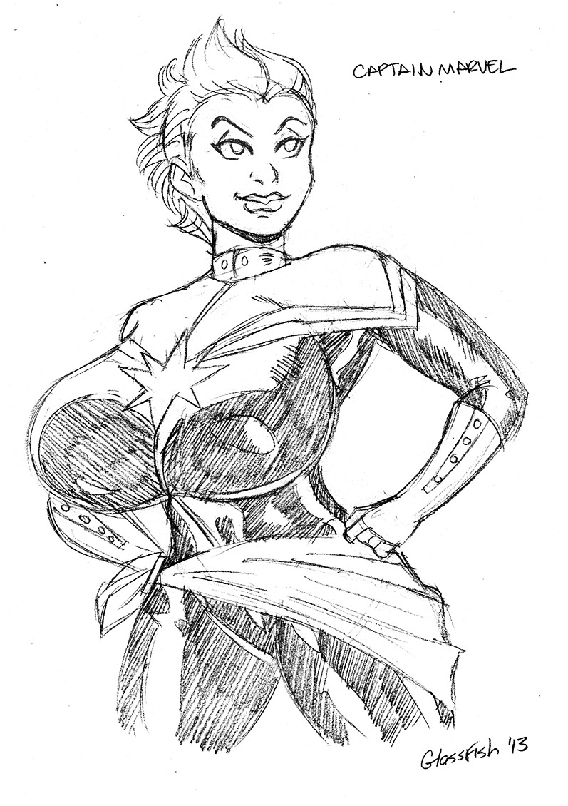 glassfishbowl: Traditional pin-up sketches of some beautiful comic women. Captain