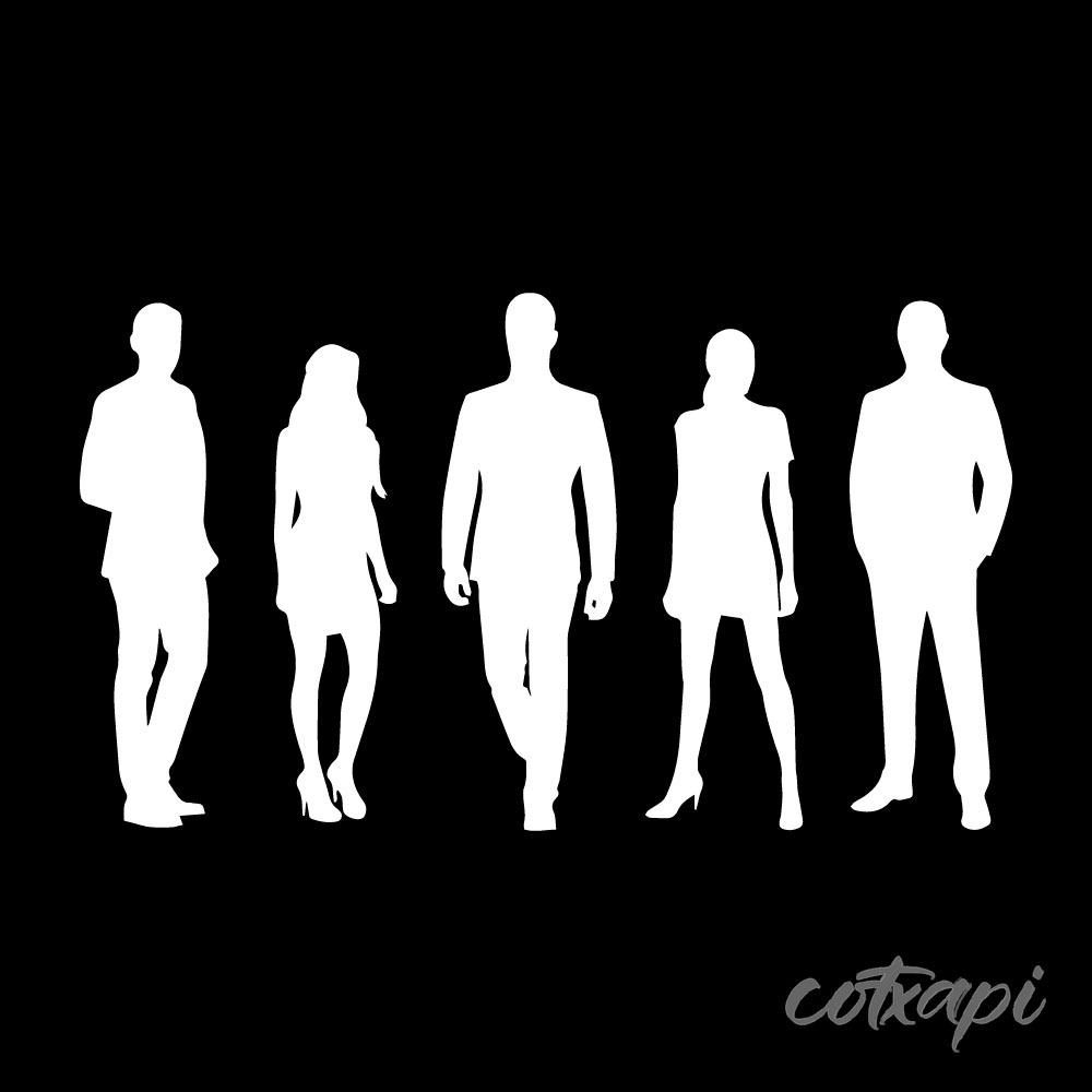 Black White Business Man Women's Outline in Vector Art Office Man Woman Illustration