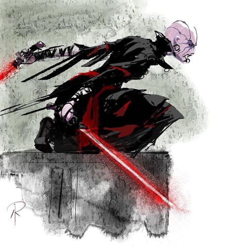 aaronjriley:Experiments in brushes day 7. Asajj Ventress. I’m going through #clonewars before 