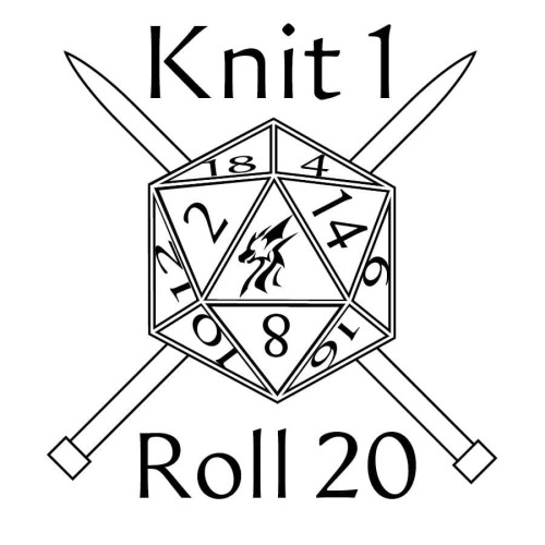 It was long overdue, but here we are! I needed to finalize the Knit 1 Roll 20 logo (for Yarn Quest, 