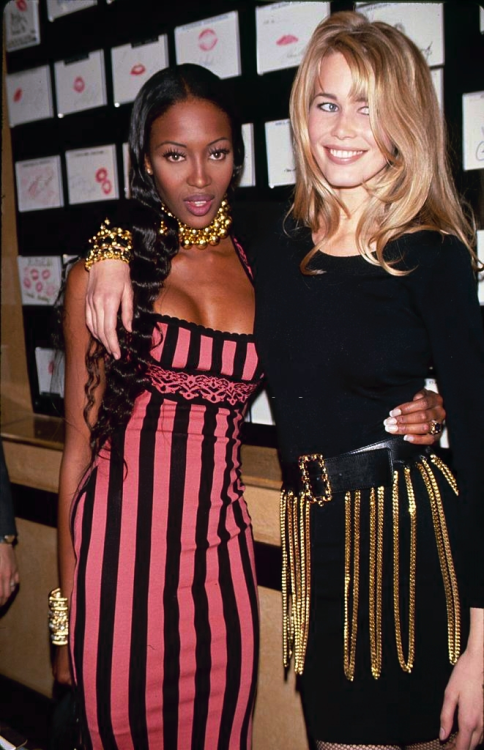 ohyeahpop:Naomi Campbell & Claudia Schiffer, "Kiss AIDS Goodbye" Auction - February 10