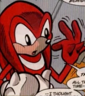 copperpossem: thedivinefeline:   copperpossem:  copperpossem:   colorectalphantasm:   copperpossem: Are Knuckles the echidna’s hands naturally spikey or is that just his gloves i’ve come across some disturbing results   This is the most horrifying